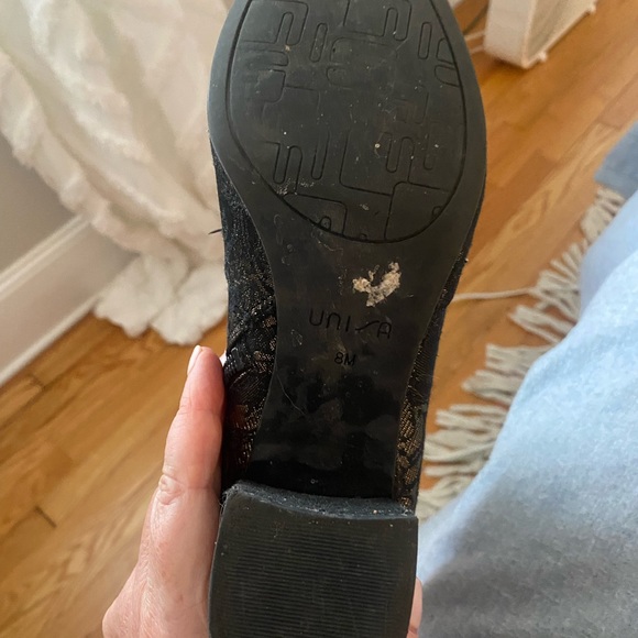 UNISA Black Lace and Gold Ankle Boots - Picture 8 of 9